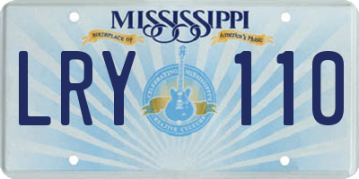 MS license plate LRY110