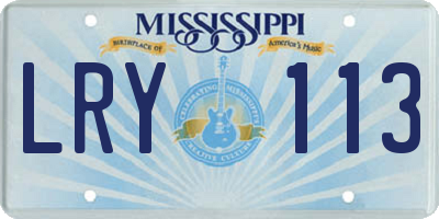 MS license plate LRY113