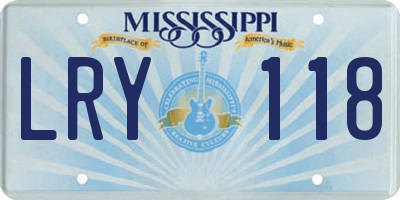MS license plate LRY118
