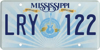 MS license plate LRY122