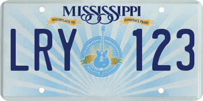 MS license plate LRY123