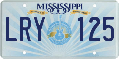 MS license plate LRY125
