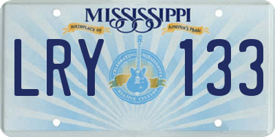 MS license plate LRY133