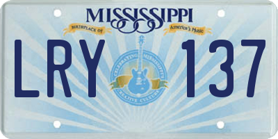 MS license plate LRY137