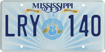 MS license plate LRY140