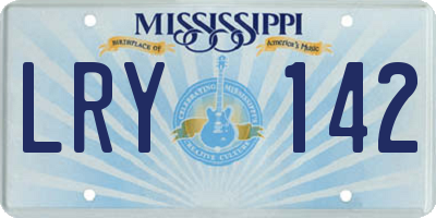 MS license plate LRY142