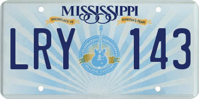 MS license plate LRY143
