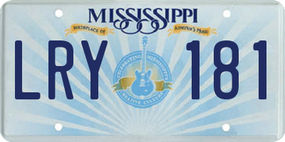 MS license plate LRY181