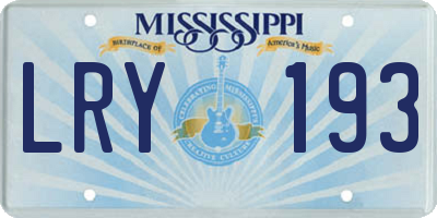 MS license plate LRY193