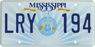 MS license plate LRY194