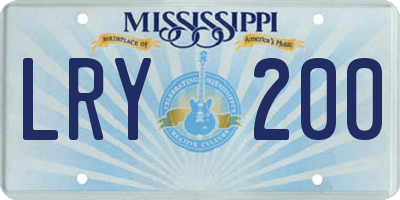 MS license plate LRY200