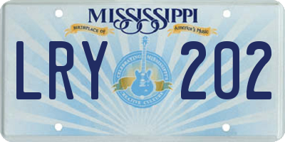 MS license plate LRY202