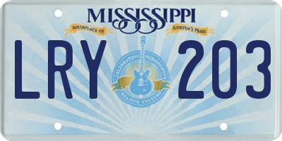MS license plate LRY203