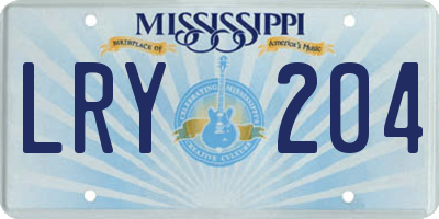 MS license plate LRY204