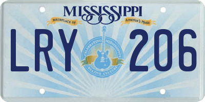 MS license plate LRY206