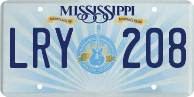 MS license plate LRY208