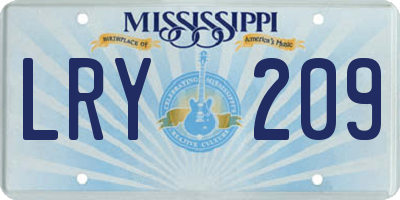 MS license plate LRY209