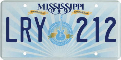 MS license plate LRY212