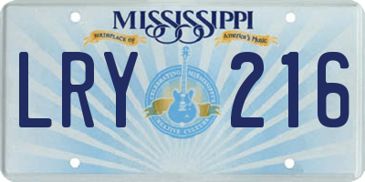 MS license plate LRY216