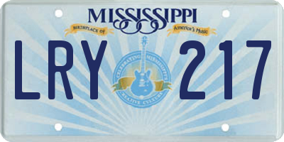 MS license plate LRY217