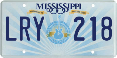 MS license plate LRY218