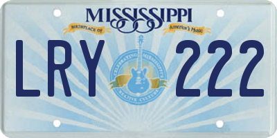 MS license plate LRY222