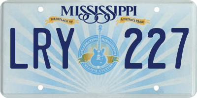 MS license plate LRY227