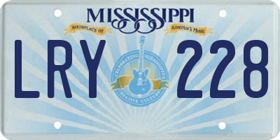 MS license plate LRY228