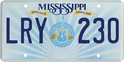 MS license plate LRY230
