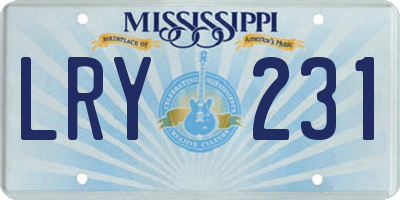 MS license plate LRY231