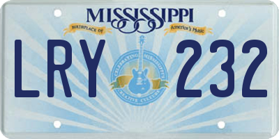 MS license plate LRY232