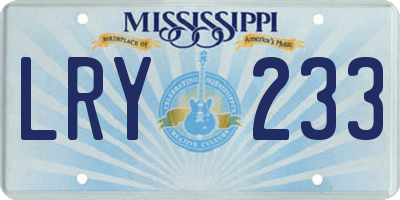 MS license plate LRY233