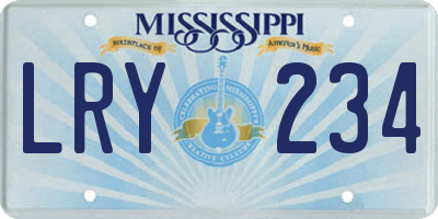MS license plate LRY234