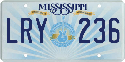 MS license plate LRY236