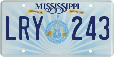 MS license plate LRY243