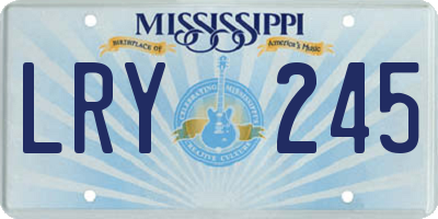 MS license plate LRY245