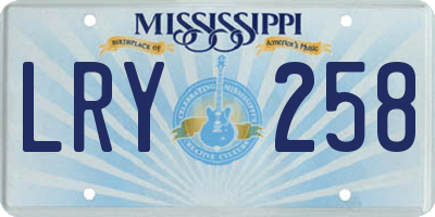 MS license plate LRY258