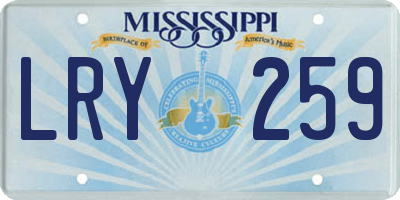 MS license plate LRY259