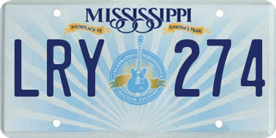 MS license plate LRY274