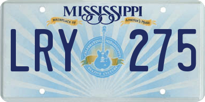 MS license plate LRY275