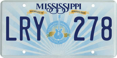 MS license plate LRY278
