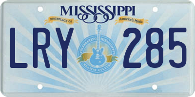 MS license plate LRY285