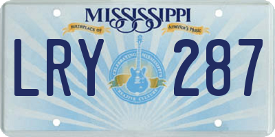 MS license plate LRY287