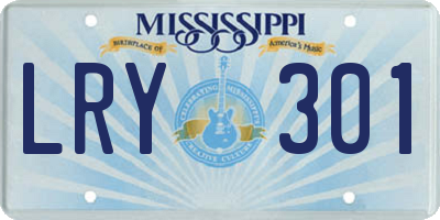 MS license plate LRY301
