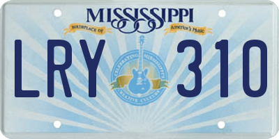 MS license plate LRY310