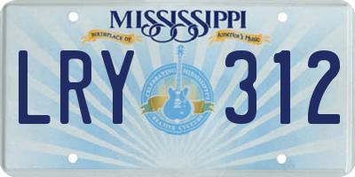 MS license plate LRY312