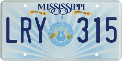 MS license plate LRY315