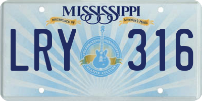 MS license plate LRY316