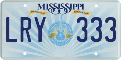 MS license plate LRY333