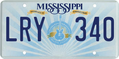 MS license plate LRY340